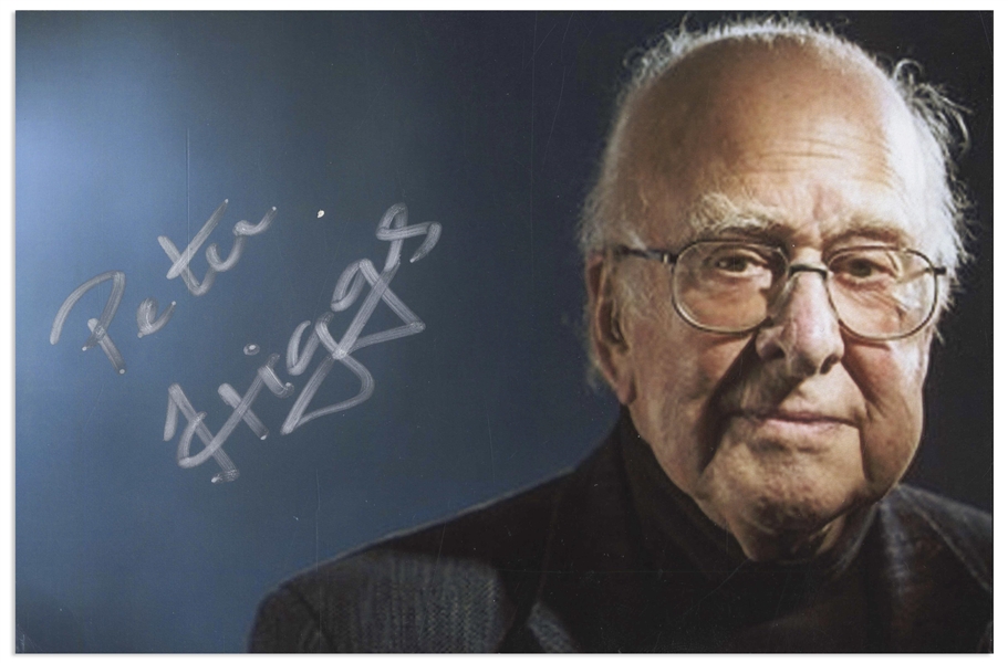 Peter Higgs Signed Photo -- The Nobel Prize Winning Physicist Who Predicted the Existence of the ''God Particle''